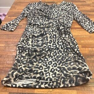 Escada Black and Gray Animal Print Long Sleeve Dress